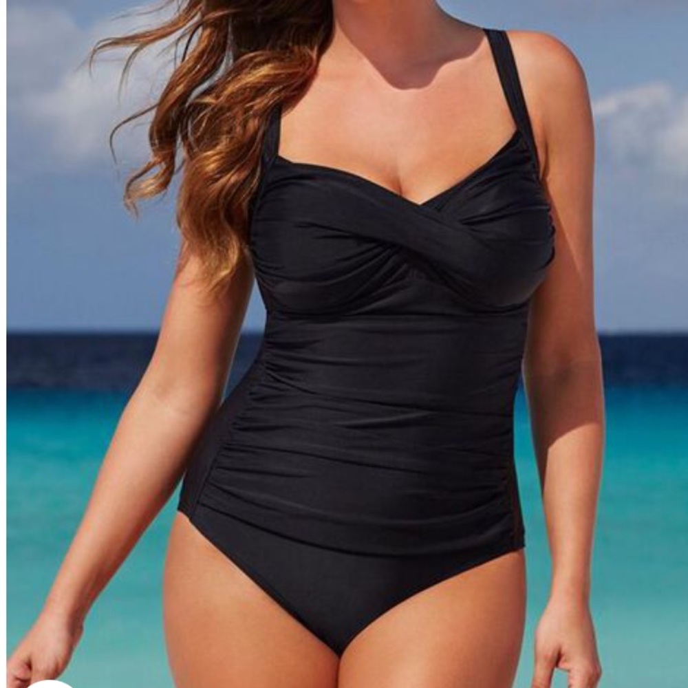 RUCHED TWIST FRONT ONE PIECE SWIMSUIT Sz 24